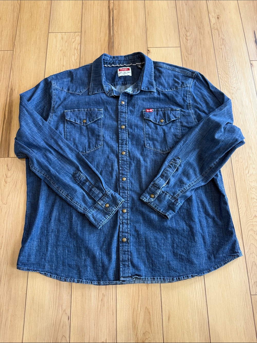 Wrangler Blue Denim Western Snap Button-Down